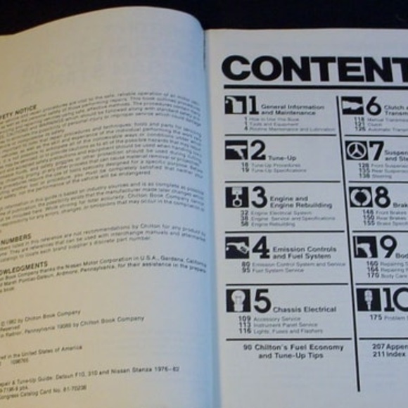 Chilton Datsun F10 – 310 Nissan / Stanza Repair Service Manual 1976 – 82 - Picture 5 of 5